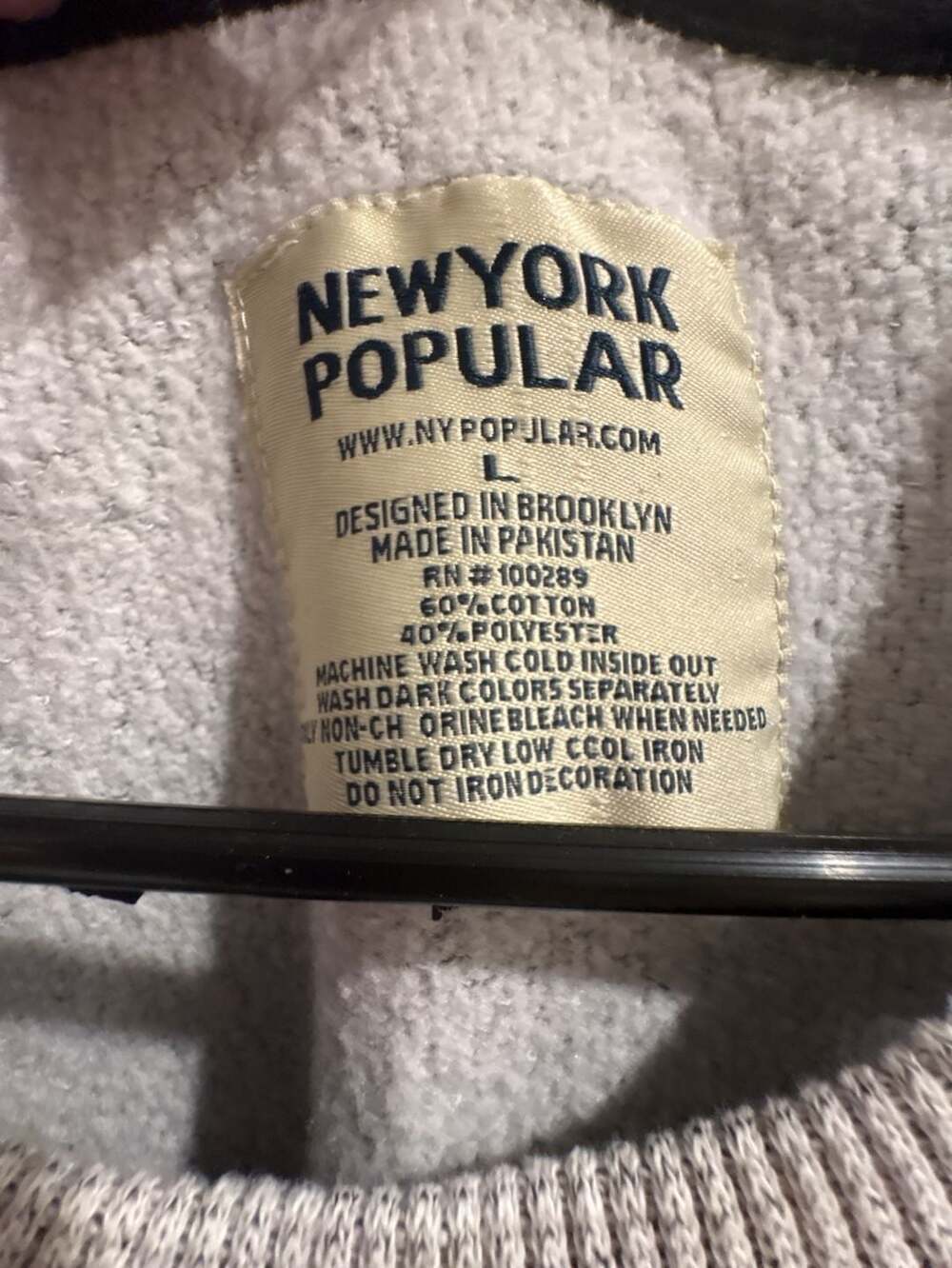 New York Popular Boston Crewneck Sweatshirt Grey - Picture 2 of 4
